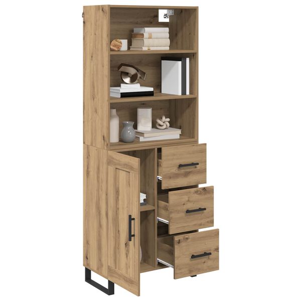 vidaXL Highboard Artisan Egetr&aelig; 69,5 x 34 x 180 cm Konstrueret tr&aelig;