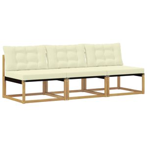 vidaXL Udend&oslash;rs Mellem Sofa Massiv akacietr&aelig; og Textilene Hvid