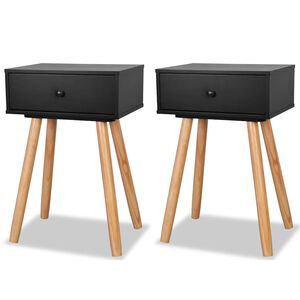 vidaXL sengebord 2 stk. massivt fyrretr&aelig; 40 x 30 x 61 cm sort