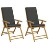 vidaXL positionsstole 2 stk. med hynder foldbar bambus