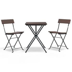 vidaXL foldbart bistros&aelig;t 3 dele polyrattan brun