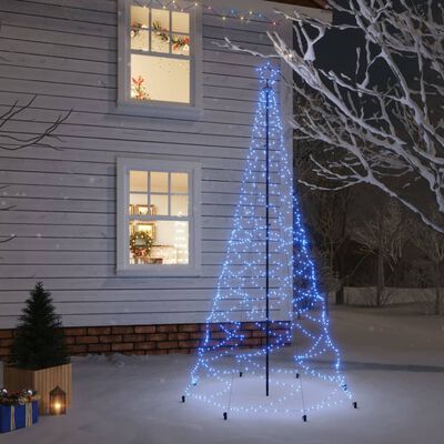 vidaXL juletræ med metalstolpe 500 LED'er 3 m blåt lys