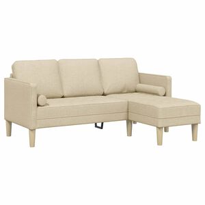 vidaXL Sofa S&aelig;t med pude Creme Polyester