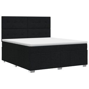 vidaXL Boxmadras med topmadras med hovedg&aelig;rde Sort 140 x 190 cm Stof
