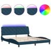 vidaXL sengeramme med LED uden madras 180x200 cm velour bl&aring;