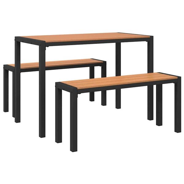 vidaXL Have Spisebordssæt med pude 3 pcs Brun Stål