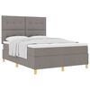 vidaXL Box spring seng med madras Gr&aring;brun 140 x 190 cm Stof