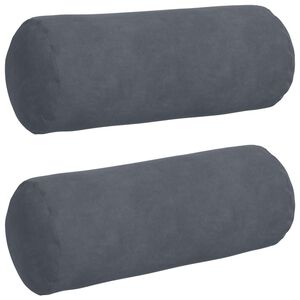 vidaXL Bolsterpuder 2 pcs M&oslash;rkegr&aring; &Oslash; 15 x 40 cm Velourstof