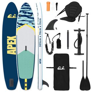 vidaXL SUP board med s&aelig;de 2-i-1 APEX 305 x 76 x 15 cm Bl&aring; til