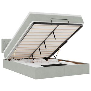 vidaXL osmannisk sengeramme med madras 140x190 cm fl&oslash;jl lysegr&aring;