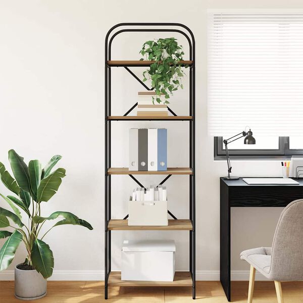 vidaXL Bogreol Artisan Egetr&aelig; 60 x 30 x 183 cm Konstrueret tr&aelig;