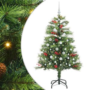 vidaXL Kunstigt juletr&aelig; med LED -strimmellys Gr&oslash;n 150 cm PVC og metal