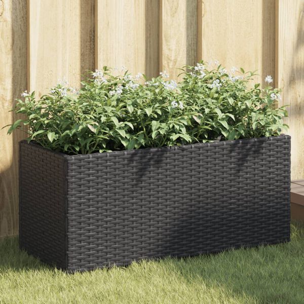 vidaXL plantekasser 2 stk. med 2 potter 72x30x32 cm polyrattan sort