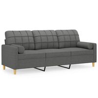 vidaXL 3-personers sofa med pyntepuder 180 cm stof mørkegrå