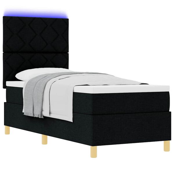 vidaXL LED Box Spring Bed med madras Sort 80 x 200 cm Stof