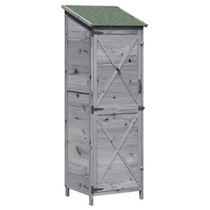vidaXL Have Skur med tag Gr&aring; 59,5 x 56 x 176,5 cm Massivt Fyrretr&aelig;
