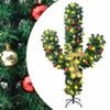 vidaXL julekaktus med fod og LED-lys 210 cm PVC gr&oslash;n