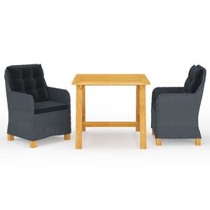 vidaXL spisebordss&aelig;t til haven 3 dele m&oslash;rkegr&aring;