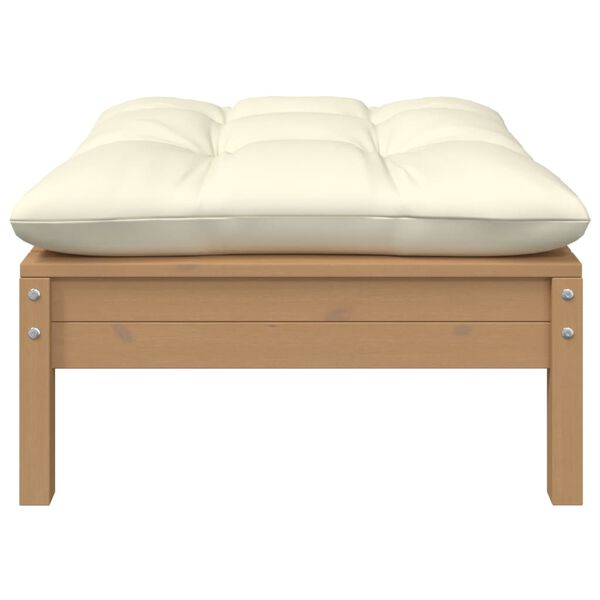 vidaXL fodskammel med hynde til haven massivt fyrretræ honningbrun