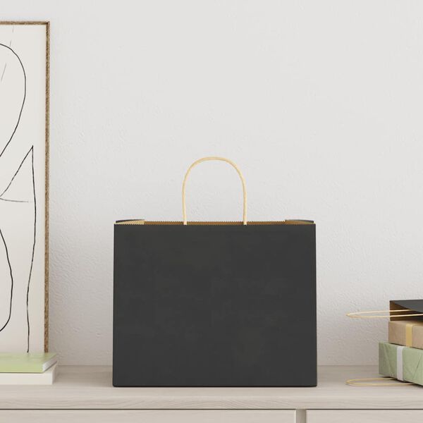 vidaXL papirposer 250 stk. med h&aring;ndtag 32x22x24 cm sort