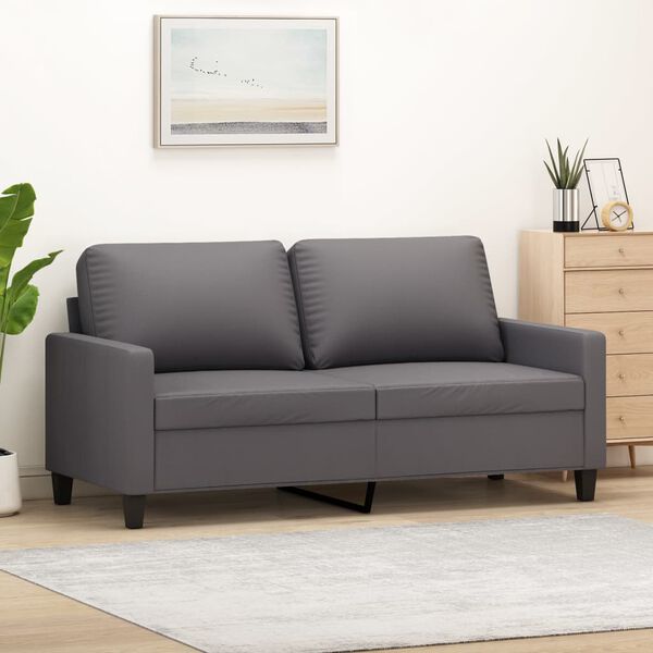 vidaXL 2-personers sofa 140 cm kunstl&aelig;der gr&aring;