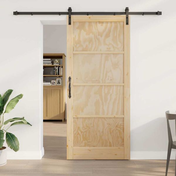 vidaXL Skyded&oslash;r Brun 93 x 211 cm Massiv fyrretr&aelig;