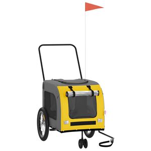 vidaXL cykelanhænger til kæledyr oxfordstof og jern gul og grå