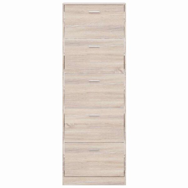 vidaXL skoskab med 5 rum tr&aelig; egetr&aelig;slook