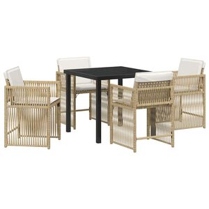 vidaXL Have Spisebordss&aelig;t 5 pcs Beige polyrattan
