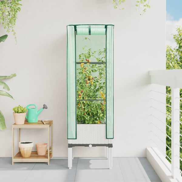 vidaXL h&oslash;jbed med drivhusovertr&aelig;k 40x40x140 cm rattan-look