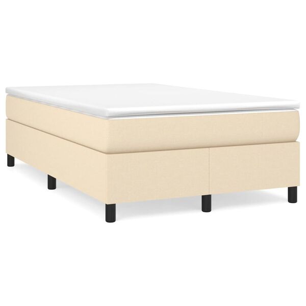 vidaXL Boxspring sengeramme Creme 120x200 cm Stof