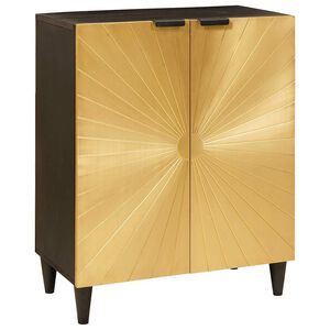 vidaXL Sideboard Sort og Guld 60 x 33 x 75 cm Massivt mangotr&aelig;