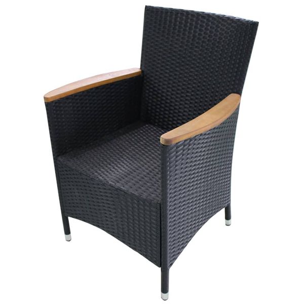 vidaXL havestole 2 stk. med hynder polyrattan sort