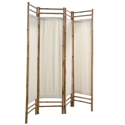 vidaXL foldbar 4-panels rumdeler bambus og kanvas 160 cm