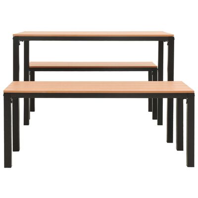 vidaXL spisebordssæt til haven 3 dele stål og WPC brun og sort