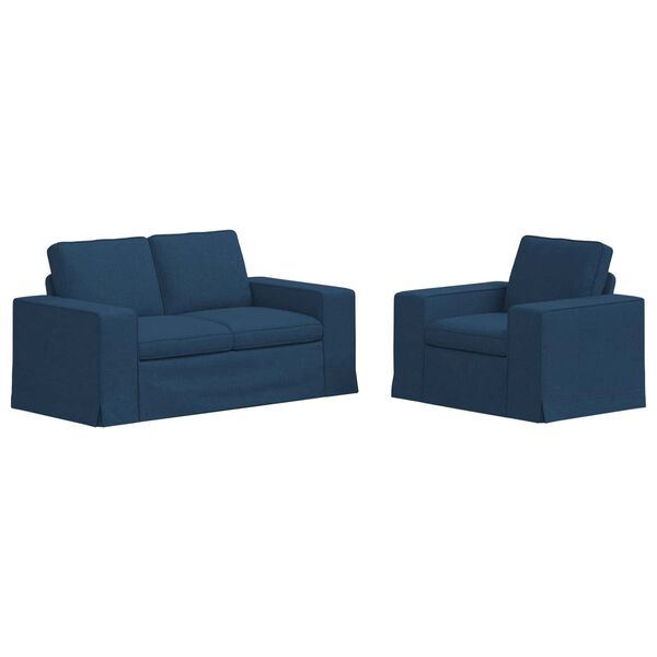 vidaXL Sofa 2 pcs Bl&aring; 182 x 80 x 82 cm Stof
