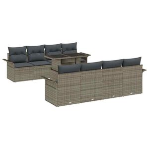vidaXL Havesofa S&aelig;t 9 stk. Gr&aring; polyrattan