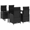 vidaXL Have Spisebordss&aelig;t 5 stk. Sort polyrattan