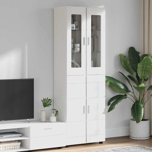 vidaXL Highboard med d&oslash;r FLORIN Hvid 60 x 35 x 182 cm Konstrueret tr&aelig;