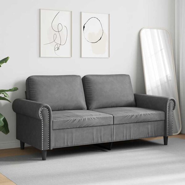 vidaXL 2-personers sofa 140 cm fl&oslash;jl m&oslash;rkegr&aring;