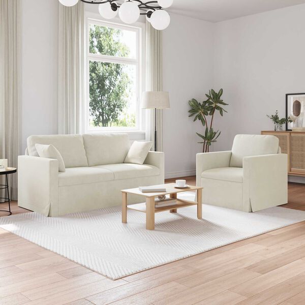 vidaXL Sofa 2 pcs Creme 158 x 78 x 80 cm Fl&oslash;jl