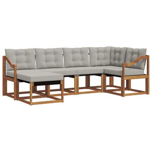 vidaXL Udend&oslash;rs sofagruppe med pude 6 pcs Naturlig og Lys Gr&aring;