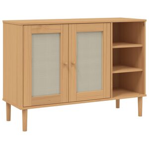 vidaXL sk&aelig;nk SENJA 112x40x80 cm rattan-look massivt fyrretr&aelig; brun