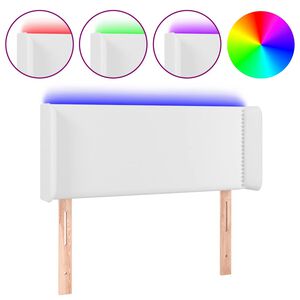 vidaXL sengegavl med LED-lys 103x16x78/88 cm kunstl&aelig;der hvid
