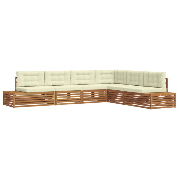 vidaXL Udend&oslash;rs sofagruppe med pude 6 Stk Naturlig og Fl&oslash;de