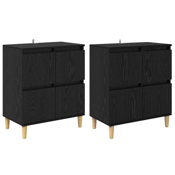 vidaXL Sideboards 2 pcs Sort eg 60 x 35 x 70 cm Konstrueret tr&aelig;
