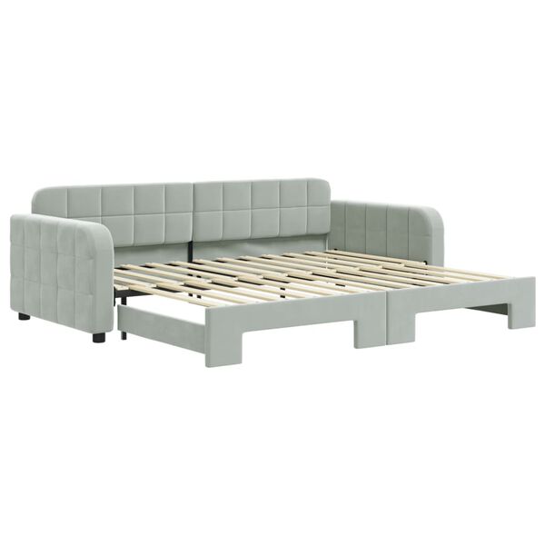 vidaXL daybed med udtræk 90x200 cm velour lysegrå