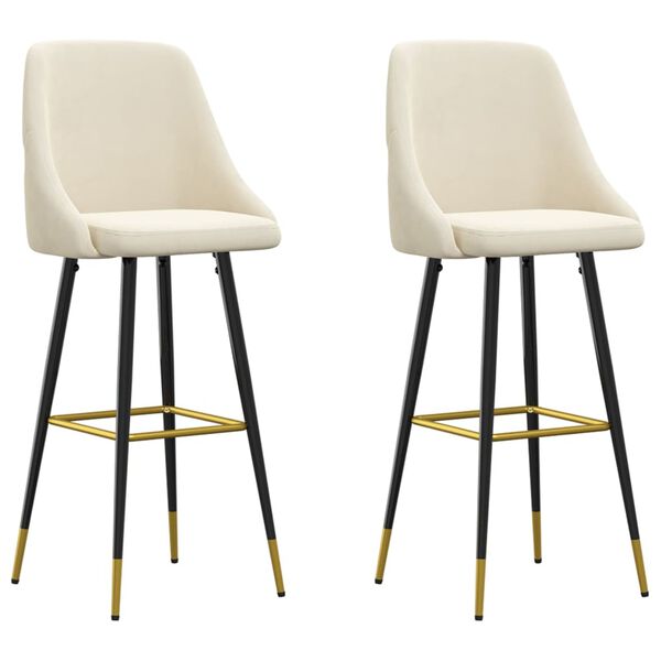 vidaXL barstole 2 stk. fl&oslash;jl cremefarvet