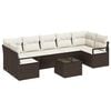 vidaXL Sofa S&aelig;t 8 stk. 7-Antal s&aelig;der Brun og Creme polyrattan