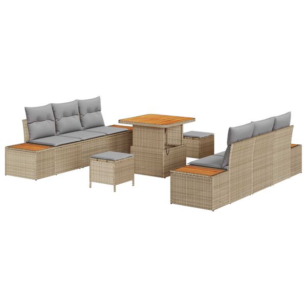 vidaXL Havesofa S&aelig;t 9 pcs Beige polyrattan